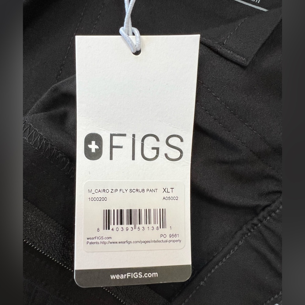 FIGS NWT Cairo Men's Zip Fly Cargo Scrub Pants in Black, size XL/T - Picture 10 of 11